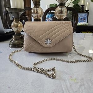 Tory Burch Beige Quilted Crossbody Bag